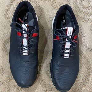 Johnston & Murphy Black golf shoes with Red and White Details
